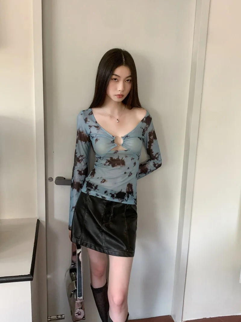 Stylish Work Outfits, Outfit Summer Ideas Y2K Tie Dye Sheer Tee