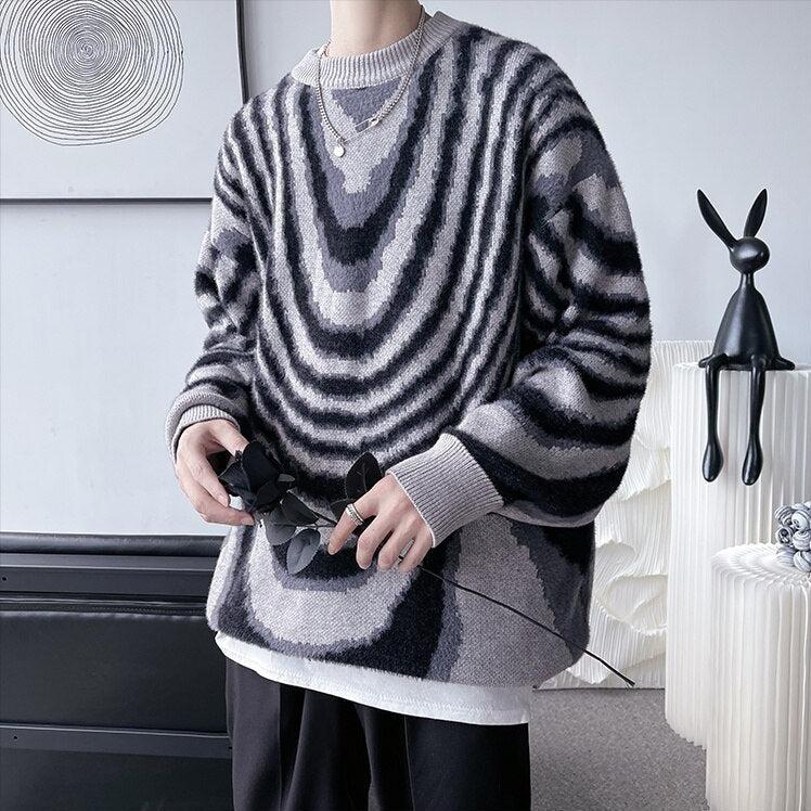 Stylish Work Outfits, Outfit Summer Ideas Y2K Wavy Striped Knitted Sweater Stylish Work Outfits, Outfit Summer Ideas Y2K Wavy Striped Knitted Sweater