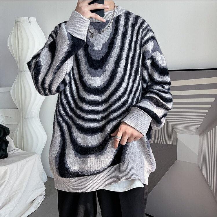 Stylish Work Outfits, Outfit Summer Ideas Y2K Wavy Striped Knitted Sweater Stylish Work Outfits, Outfit Summer Ideas Y2K Wavy Striped Knitted Sweater