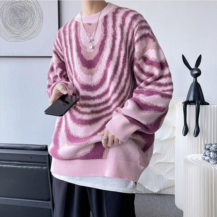 Stylish Work Outfits, Outfit Summer Ideas Y2K Wavy Striped Knitted Sweater