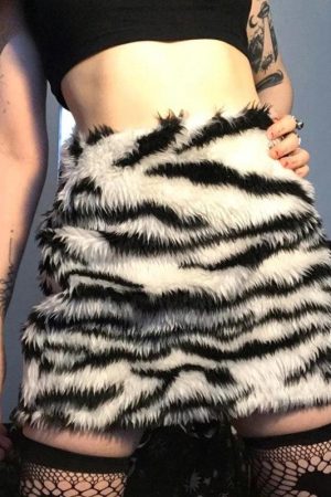 Stylish Work Outfits, Outfit Summer Ideas Zebra Fluffy Mini Skirt