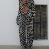 Stylish Work Outfits, Outfit Summer Ideas Zebra Tie Up Blouse & Pants Two Piece Set