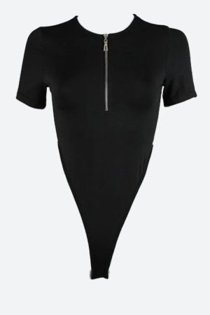 Stylish Work Outfits, Outfit Summer Ideas Zip Up High Leg Bodysuit