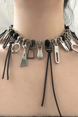 Stylish Work Outfits, Outfit Summer Ideas Zipper Chain Necklace