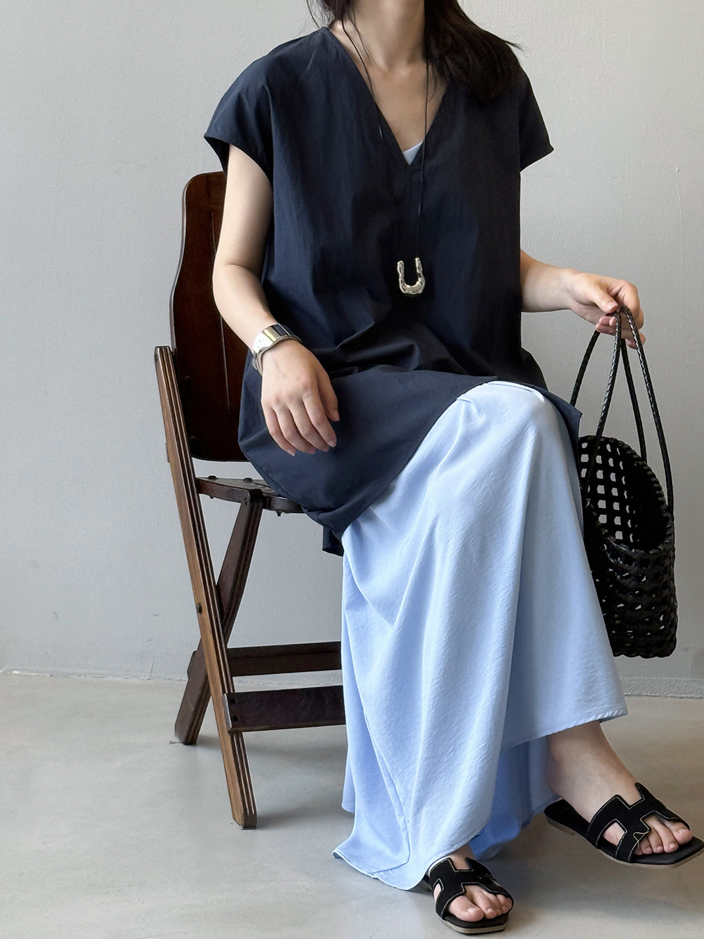 Summer 2025 Irregular V-Neck Top and Camisole Dress Set for Women - Youthful, Fashionable Two-Piece Outfit Summer 2025 Irregular V-Neck Top and Camisole Dress Set for Women - Youthful, Fashionable Two-Piece Outfit