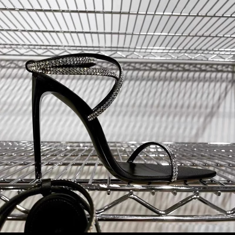 Summer 2025 Women's Water Drill Strap Sandals, Thin Heel One-Word Buckle, Sexy High Heels, European American Style