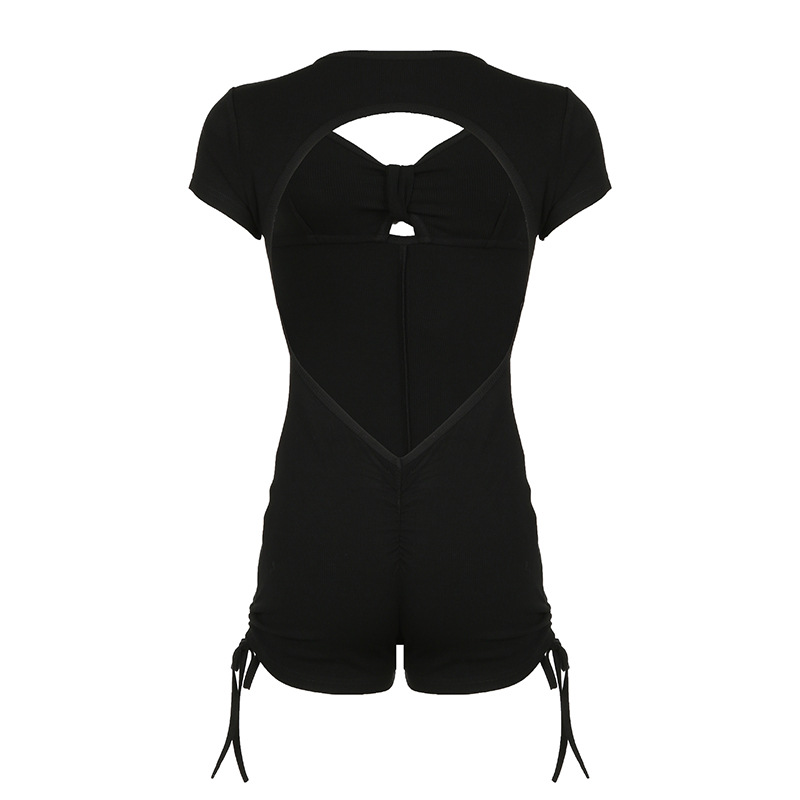 Summer Backless Drawstring Sports Romper with Ruffles – Sexy European American Style Jumpsuit for 2025 Fashion Trends Summer Backless Drawstring Sports Romper with Ruffles – Sexy European American Style Jumpsuit for 2025 Fashion Trends