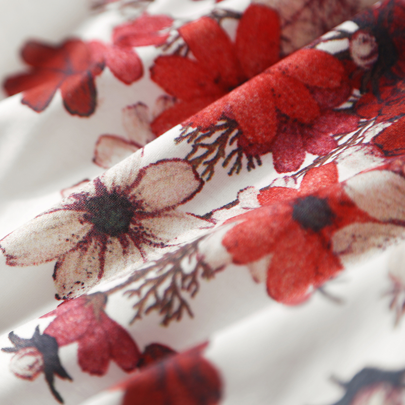 Summer Floral Round Neck T-Shirt and Ruffled Hem Denim Dress Two-Piece Set for Women - European Style, Casual Chic Summer Floral Round Neck T-Shirt and Ruffled Hem Denim Dress Two-Piece Set for Women - European Style, Casual Chic