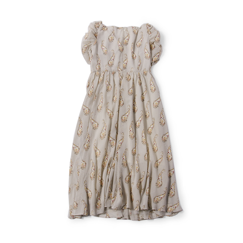 Summer French V-Neck Tie Pleated Floral Dress with Puff Sleeves and Diamond Buttons - Women's 90s Inspired Fashion Summer French V-Neck Tie Pleated Floral Dress with Puff Sleeves and Diamond Buttons - Women's 90s Inspired Fashion