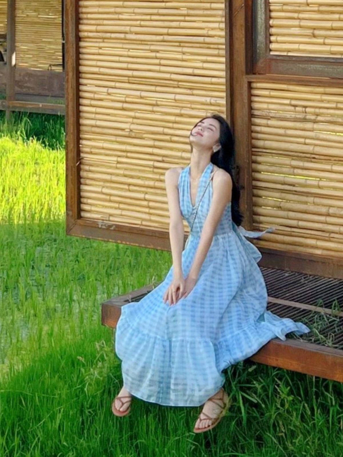 Summer Halter Dress for Women - Beach Skirt Travel Outfit, Dali Erhai Lake Seaside Vacation Wear Summer Halter Dress for Women - Beach Skirt Travel Outfit, Dali Erhai Lake Seaside Vacation Wear