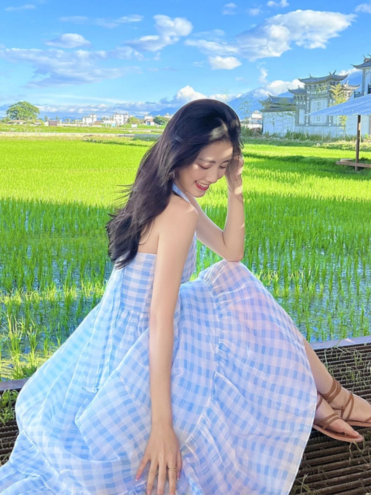 Summer Halter Dress for Women - Beach Skirt Travel Outfit, Dali Erhai Lake Seaside Vacation Wear Summer Halter Dress for Women - Beach Skirt Travel Outfit, Dali Erhai Lake Seaside Vacation Wear