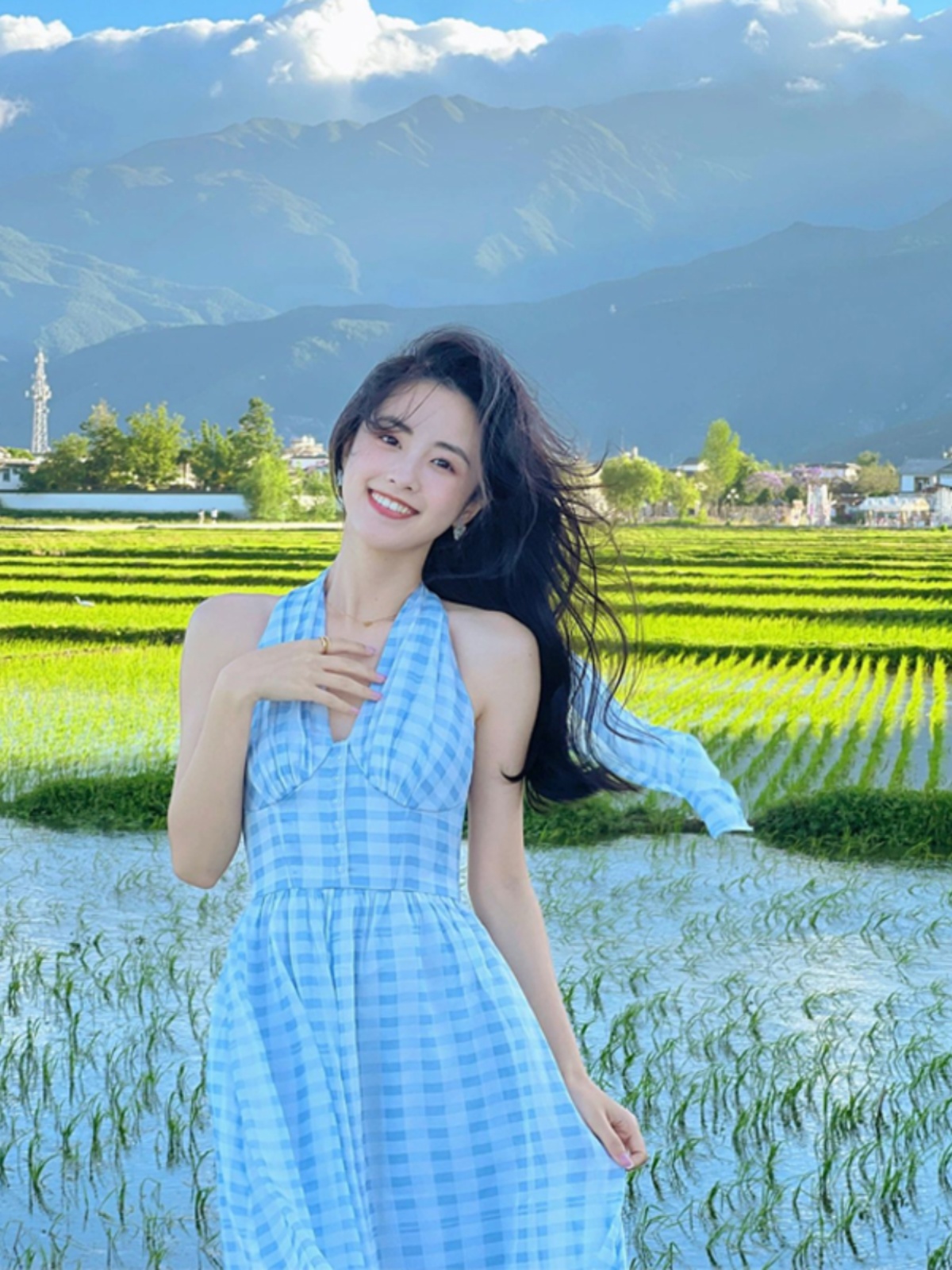 Summer Halter Dress for Women - Beach Skirt Travel Outfit, Dali Erhai Lake Seaside Vacation Wear