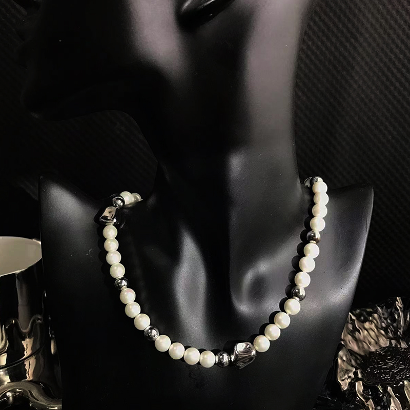 Summer Imitation Pearl Beaded Necklace for Women, Light Luxury Trendy Choker, Sweet Cool Clavicle Chain Accessory