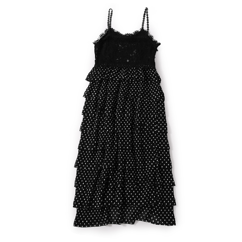 Summer Layered Polka Dot Ruffled Strap Dress and Plain T-Shirt Two-Piece Set - European Style for Trendy Looks