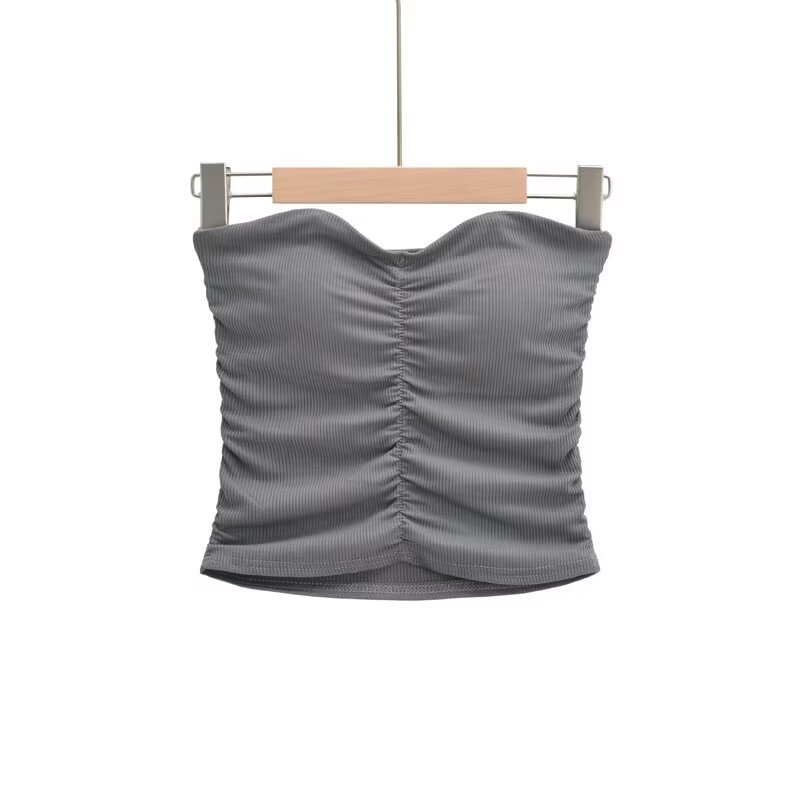 Summer Peach Heart Strapless Crop Top - Pleated Sweet Girl Style, Slim Fit, European & American Fashion Summer Peach Heart Strapless Crop Top - Pleated Sweet Girl Style, Slim Fit, European & American Fashion