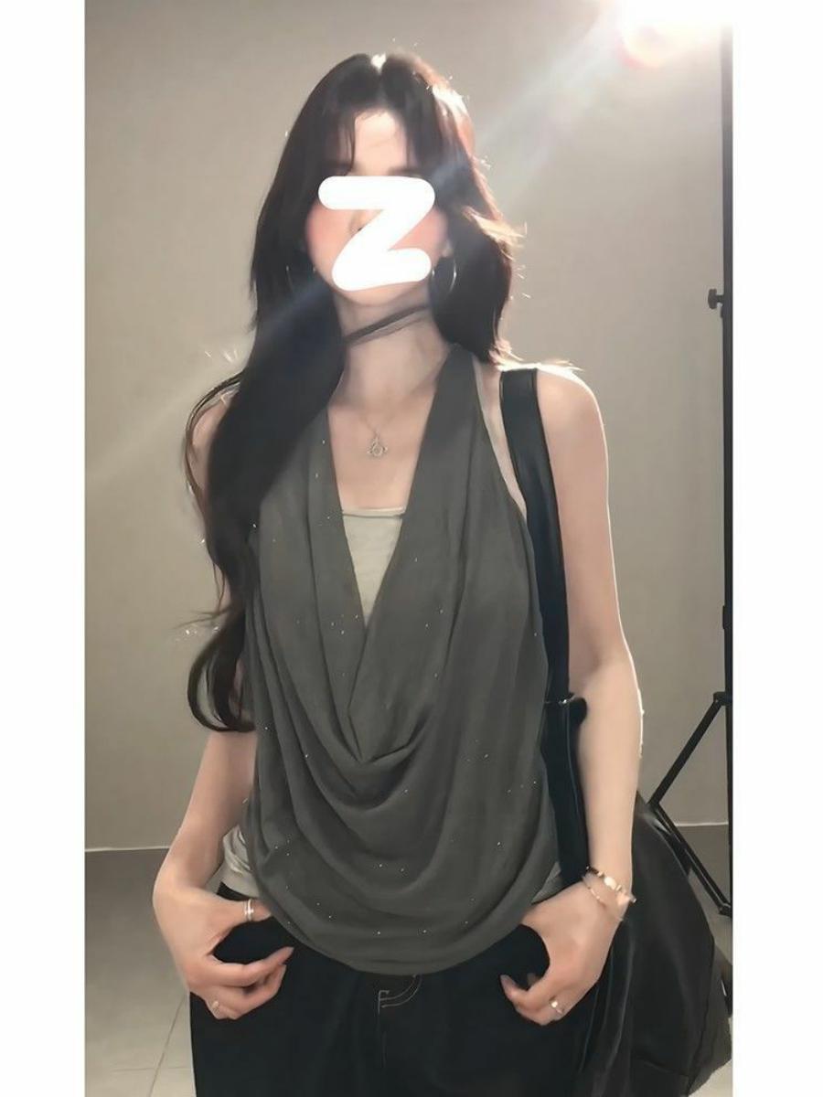 Summer Sexy Off-Shoulder Halter Tank Top for Women - Casual Slim Fit Sleeveless Inner Top for Y2K and 90s Style Summer Sexy Off-Shoulder Halter Tank Top for Women - Casual Slim Fit Sleeveless Inner Top for Y2K and 90s Style