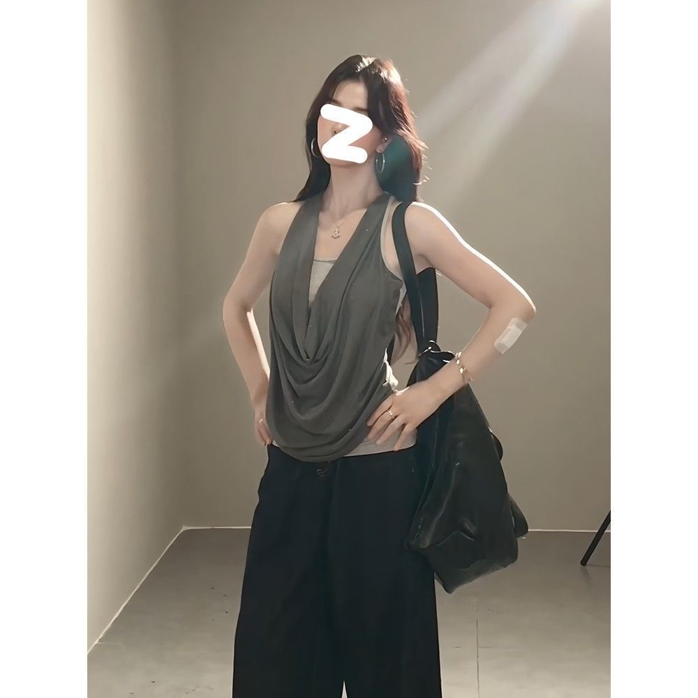 Summer Sexy Off-Shoulder Halter Tank Top for Women - Casual Slim Fit Sleeveless Inner Top for Y2K and 90s Style