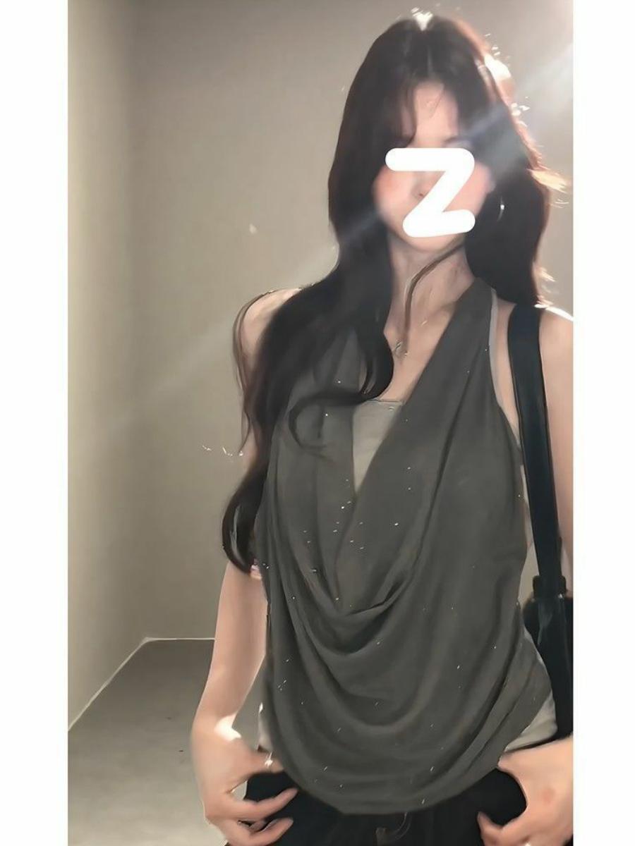 Summer Sexy Off-Shoulder Halter Tank Top for Women - Casual Slim Fit Sleeveless Inner Top for Y2K and 90s Style