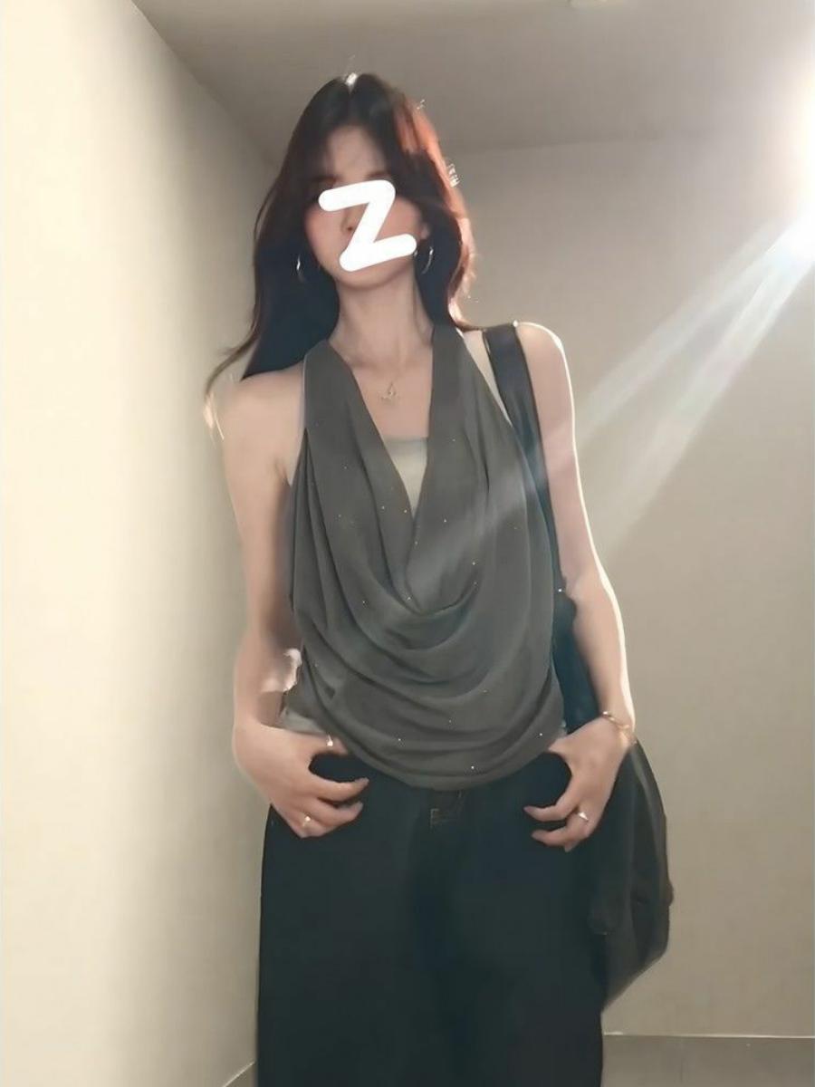 Summer Sexy Off-Shoulder Halter Tank Top for Women - Casual Slim Fit Sleeveless Inner Top for Y2K and 90s Style Summer Sexy Off-Shoulder Halter Tank Top for Women - Casual Slim Fit Sleeveless Inner Top for Y2K and 90s Style