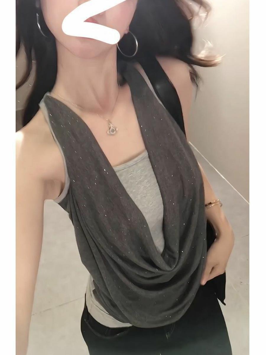 Summer Sexy Off-Shoulder Halter Tank Top for Women - Casual Slim Fit Sleeveless Inner Top for Y2K and 90s Style Summer Sexy Off-Shoulder Halter Tank Top for Women - Casual Slim Fit Sleeveless Inner Top for Y2K and 90s Style