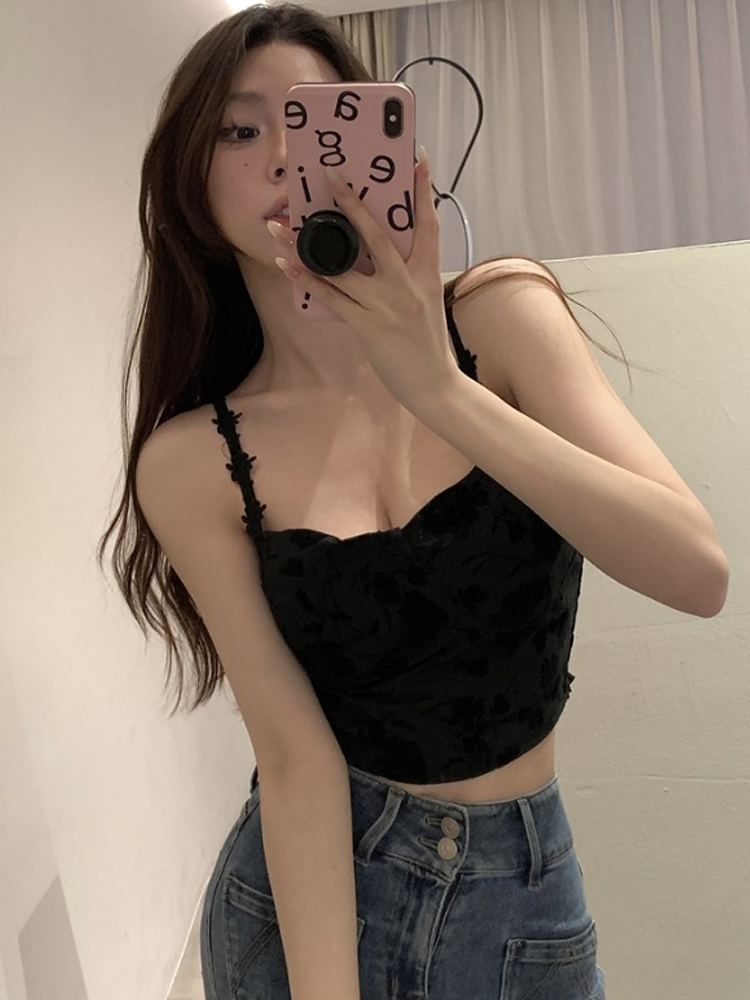 Summer Short Crop Top Camisole for Women, Unique Plush Design, Perfect for Petite Figures, Trendy and Distinctive Style Summer Short Crop Top Camisole for Women, Unique Plush Design, Perfect for Petite Figures, Trendy and Distinctive Style