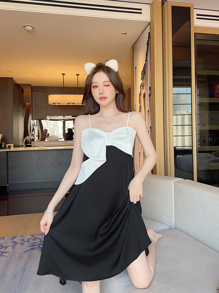 Summer Silk Nightgown for Women, Sexy Spaghetti Strap, Sweet Bow, Anti-Show-Through, Trendy Sleep Dress in Pure Desire Style