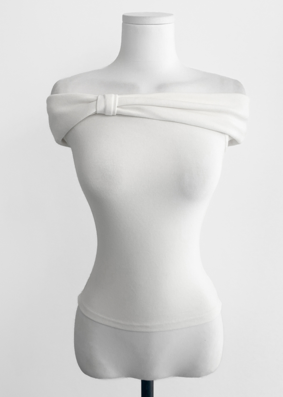 Summer Slim-Fit Off-Shoulder Top with Bow and Pleated Polka Dot Skirt - Unique Korean Style Fashion