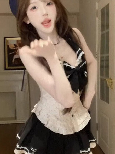 Summer Spicy Girl Two-Piece Set - Bow Polka Dot Sleeveless Top & Half Skirt - Trendy Y2K Style Outfit for Women