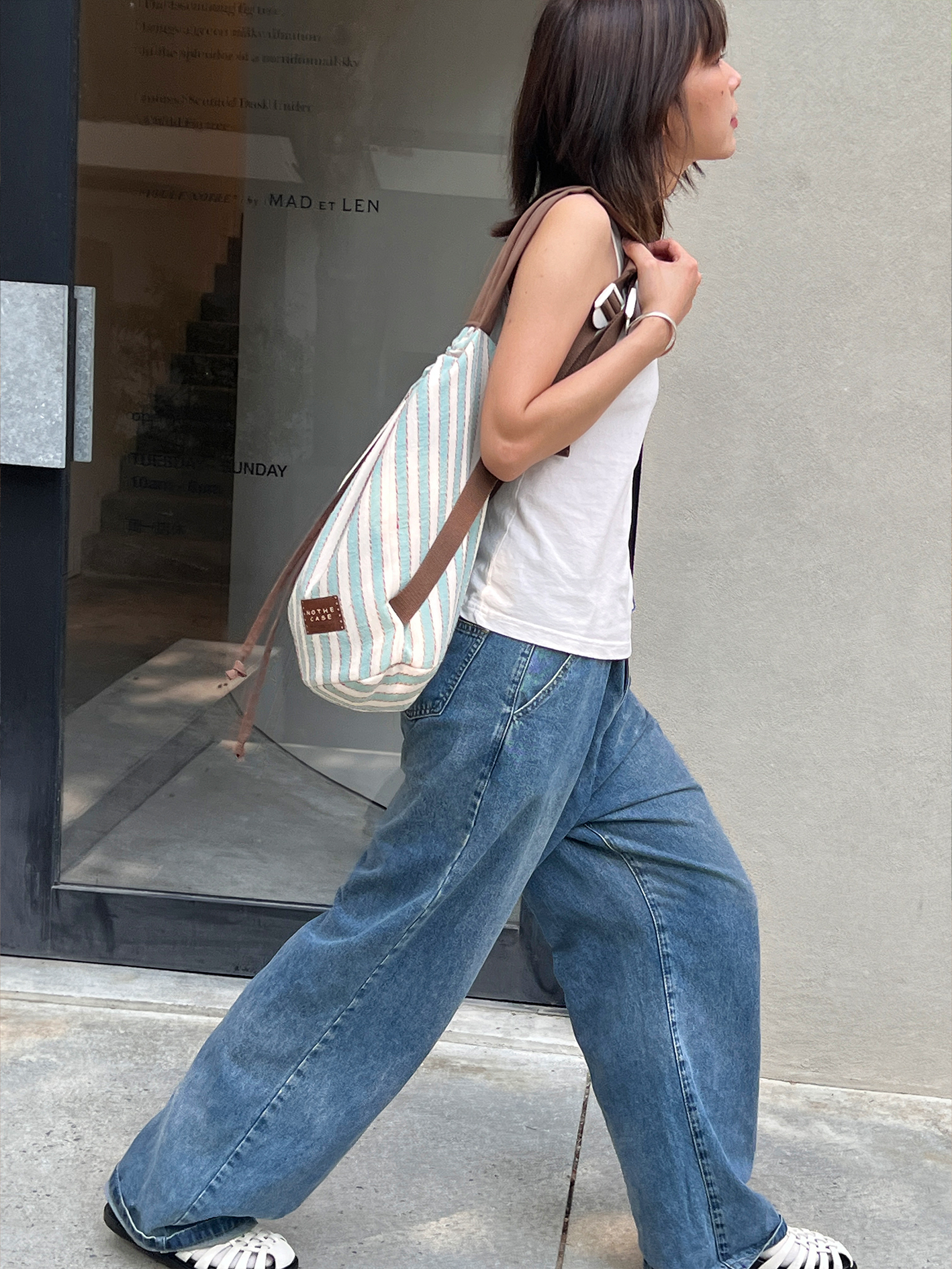 Summer Striped Drawstring Backpack - Canvas Large Capacity Versatile Bookbag for Travel and Daily Use Summer Striped Drawstring Backpack - Canvas Large Capacity Versatile Bookbag for Travel and Daily Use