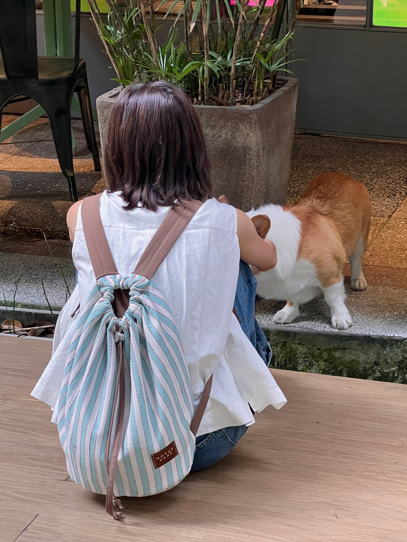 Summer Striped Drawstring Backpack - Canvas Large Capacity Versatile Bookbag for Travel and Daily Use Summer Striped Drawstring Backpack - Canvas Large Capacity Versatile Bookbag for Travel and Daily Use