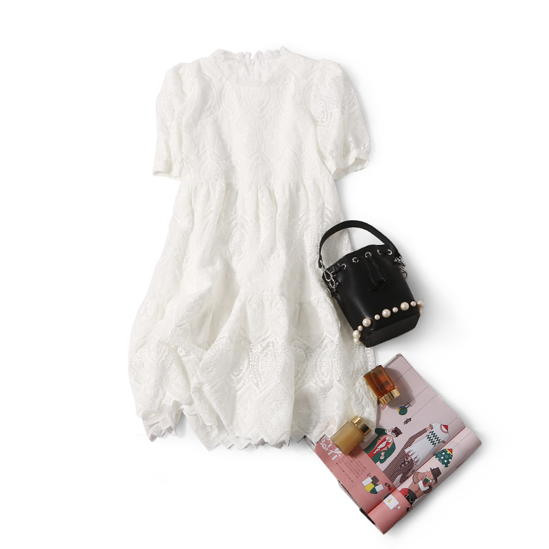 Summer Sweet Lace Round Neck Mesh Embroidered Casual Dress for Women - Fantasy Europe Style, Perfect for 90s and Y2K Fashion Lovers Summer Sweet Lace Round Neck Mesh Embroidered Casual Dress for Women - Fantasy Europe Style, Perfect for 90s and Y2K Fashion Lovers