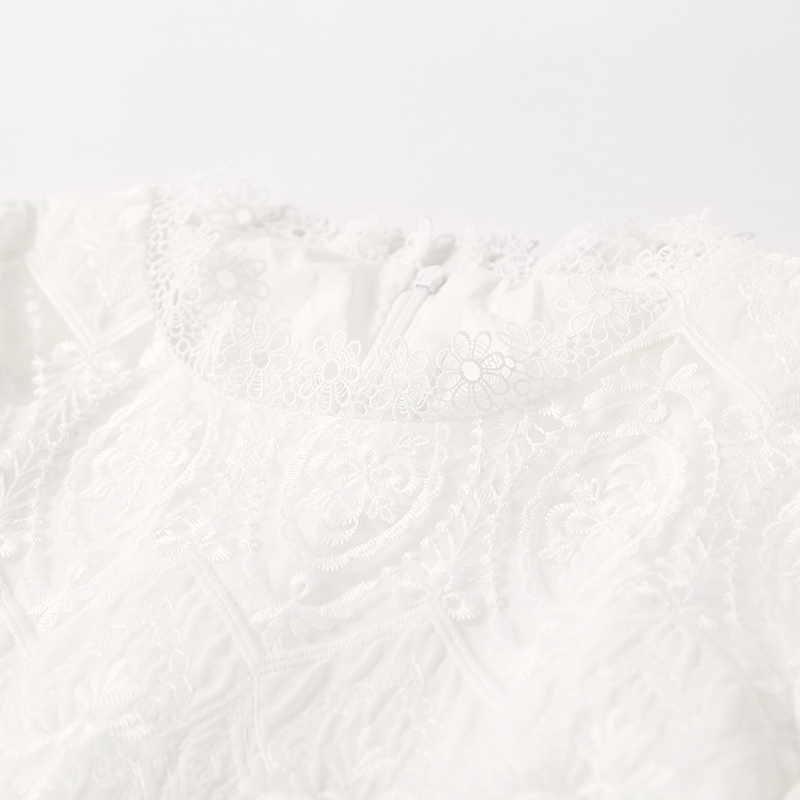 Summer Sweet Lace Round Neck Mesh Embroidered Casual Dress for Women - Fantasy Europe Style, Perfect for 90s and Y2K Fashion Lovers