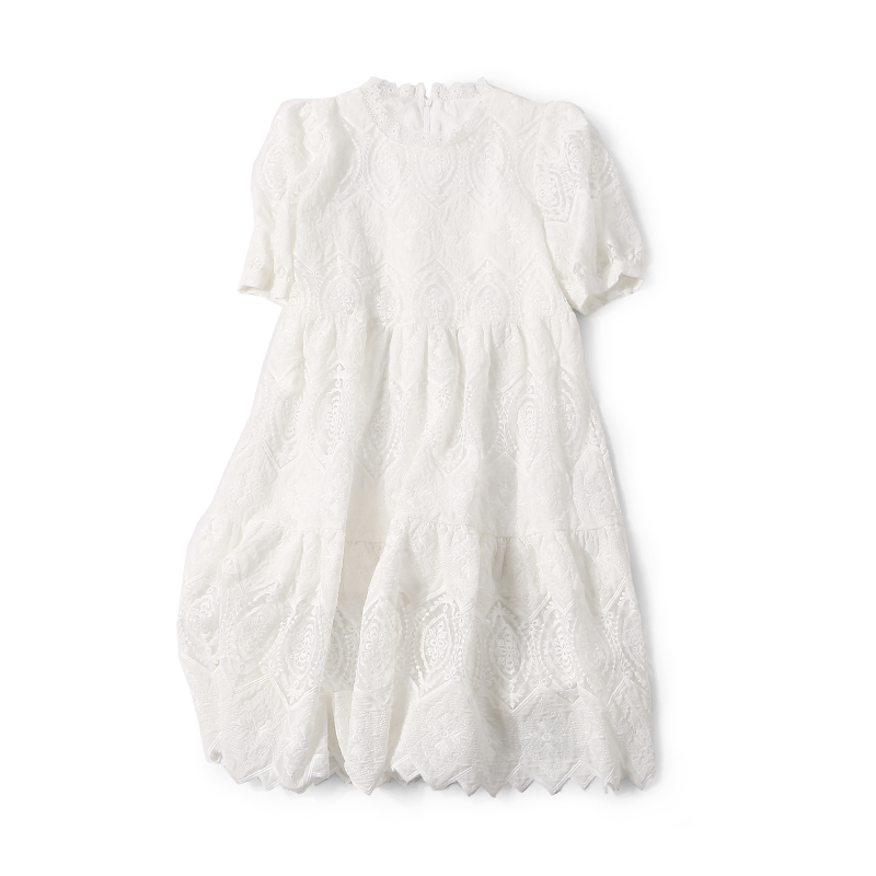 Summer Sweet Lace Round Neck Mesh Embroidered Casual Dress for Women - Fantasy Europe Style, Perfect for 90s and Y2K Fashion Lovers Summer Sweet Lace Round Neck Mesh Embroidered Casual Dress for Women - Fantasy Europe Style, Perfect for 90s and Y2K Fashion Lovers