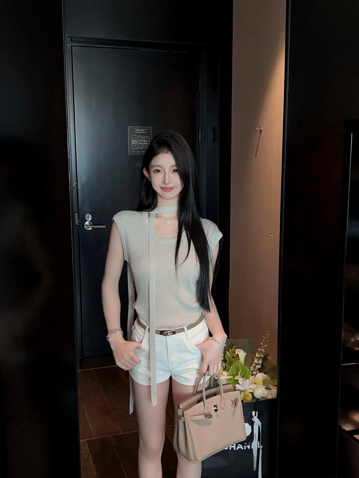 Summer White Bodycon Casual High Waist Shorts for Women - Petite Fit with Belt - Trendy Hot Pants for Effortless Style Summer White Bodycon Casual High Waist Shorts for Women - Petite Fit with Belt - Trendy Hot Pants for Effortless Style