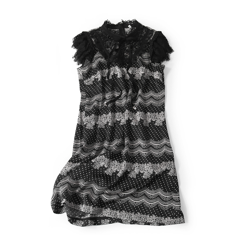 Summer Women's Elegant Stand Collar Lace Dress with Beaded Details - Fantasy Europe Station Style Summer Women's Elegant Stand Collar Lace Dress with Beaded Details - Fantasy Europe Station Style