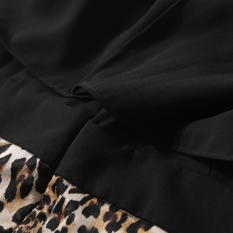 Summer Women's Ruffled Sleeveless Dress with Spliced Leopard Print and Back Split - Trendy European Style Mid-Length Fashion Summer Women's Ruffled Sleeveless Dress with Spliced Leopard Print and Back Split - Trendy European Style Mid-Length Fashion