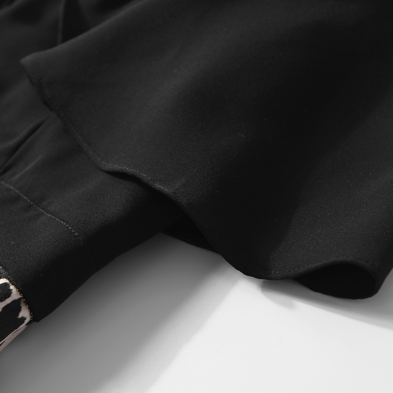 Summer Women's Ruffled Sleeveless Dress with Spliced Leopard Print and Back Split - Trendy European Style Mid-Length Fashion