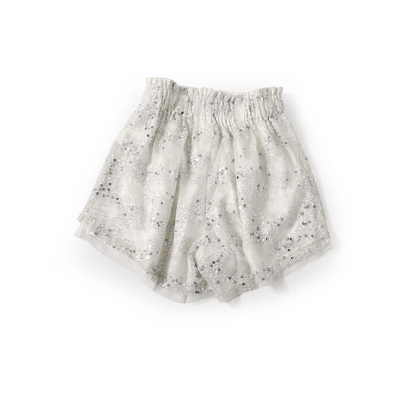 Summer Women's Sequined Lace Splicing Vest and Pleated High-Waisted Shorts Two-Piece Set - Casual European Style