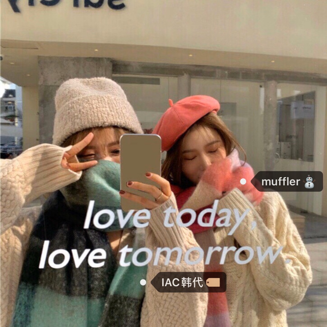 Super Large Tropical Fruit Color Chunky Scarf in Imitation Wool – Trendy Korean Style Accessory for Fall and Winter