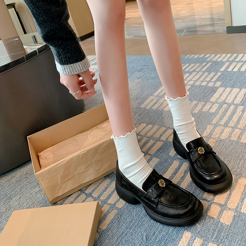 Super Soft Camellia Flower Chunky Heel Loafers for Women - Thick-Soled, Round-Toe Genuine Leather Shoes, Y2K Style Super Soft Camellia Flower Chunky Heel Loafers for Women - Thick-Soled, Round-Toe Genuine Leather Shoes, Y2K Style