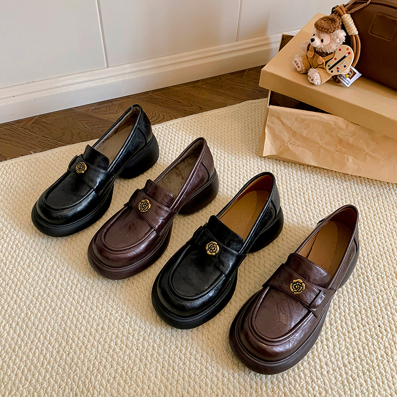 Super Soft Camellia Flower Chunky Heel Loafers for Women - Thick-Soled, Round-Toe Genuine Leather Shoes, Y2K Style Super Soft Camellia Flower Chunky Heel Loafers for Women - Thick-Soled, Round-Toe Genuine Leather Shoes, Y2K Style