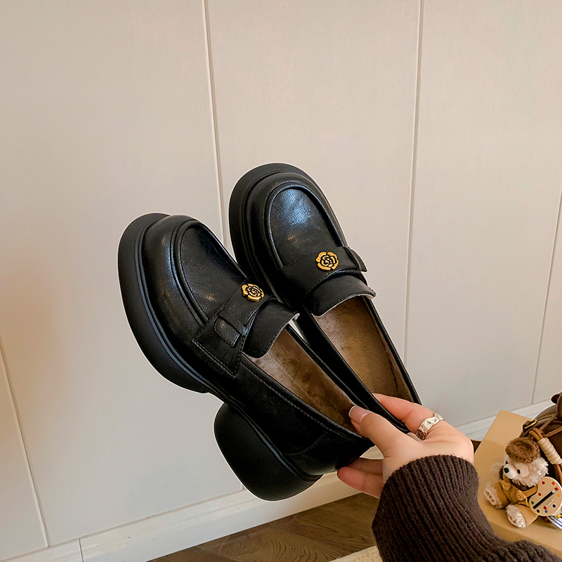 Super Soft Camellia Flower Chunky Heel Loafers for Women - Thick-Soled, Round-Toe Genuine Leather Shoes, Y2K Style Super Soft Camellia Flower Chunky Heel Loafers for Women - Thick-Soled, Round-Toe Genuine Leather Shoes, Y2K Style