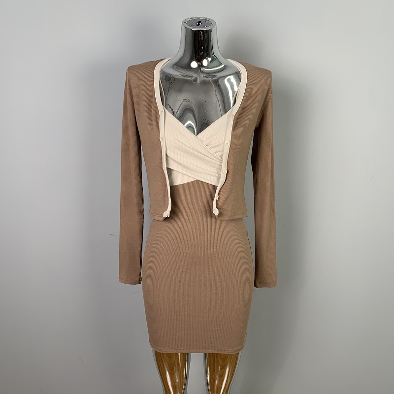 Sweet and Spicy Girl Camisole Bodycon Dress with Cardigan – Stylish Early Spring Two-Piece Outfit Set Sweet and Spicy Girl Camisole Bodycon Dress with Cardigan – Stylish Early Spring Two-Piece Outfit Set