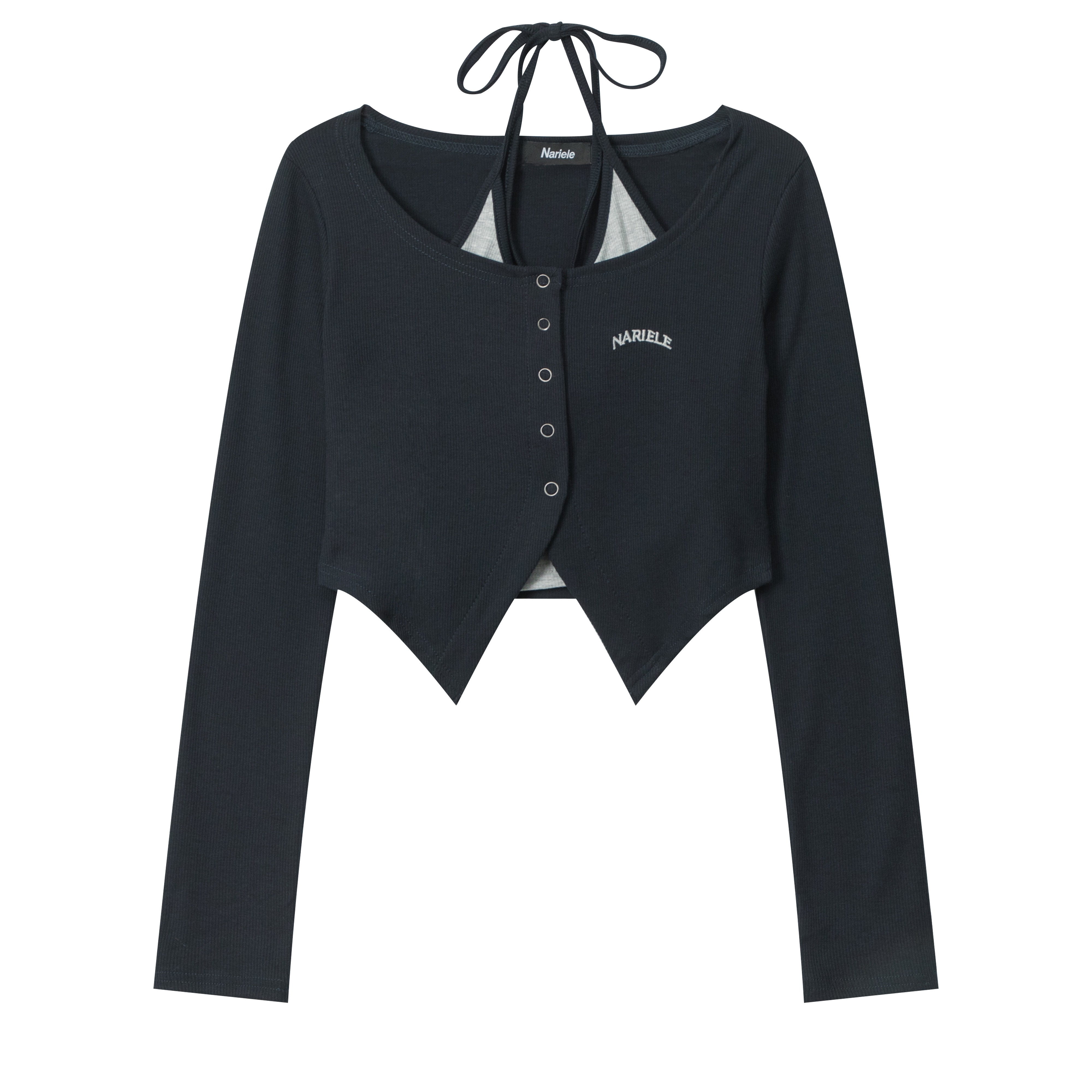 Sweet and Spicy Halter Neck Cardigan Two-Piece Set - Long Sleeve Slim Fit Top for Trendy American Style Sweet and Spicy Halter Neck Cardigan Two-Piece Set - Long Sleeve Slim Fit Top for Trendy American Style