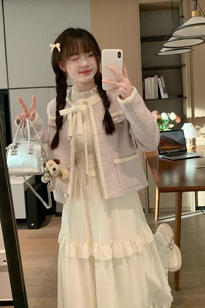 Sweet Blue Doll Collar Jacket Top for Women - Slim Fit Unique Spring Style Inspired by Chanel Sweet Blue Doll Collar Jacket Top for Women - Slim Fit Unique Spring Style Inspired by Chanel