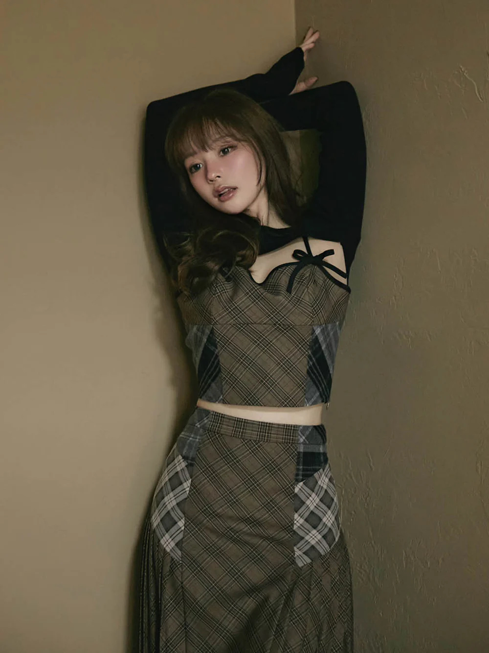 Sweet Checkered Spaghetti Strap Patchwork Skirt Set for Women - Early Spring 2025 Fashion, Y2K Inspired Sweet Checkered Spaghetti Strap Patchwork Skirt Set for Women - Early Spring 2025 Fashion, Y2K Inspired