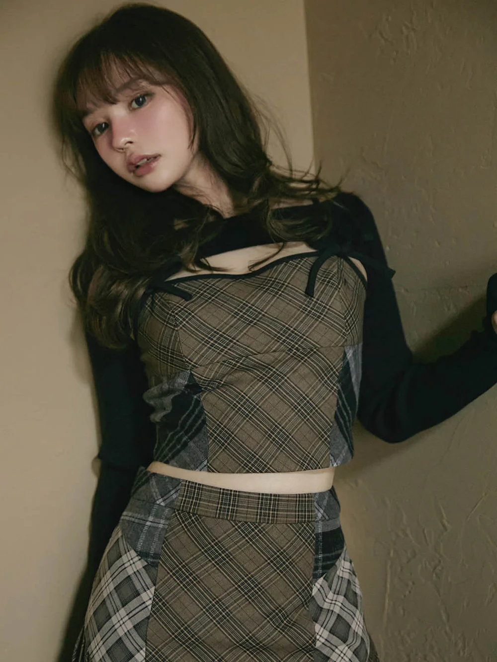 Sweet Checkered Spaghetti Strap Patchwork Skirt Set for Women - Early Spring 2025 Fashion, Y2K Inspired Sweet Checkered Spaghetti Strap Patchwork Skirt Set for Women - Early Spring 2025 Fashion, Y2K Inspired