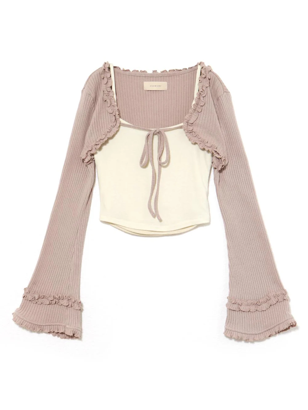 Sweet Pink Ruffled Knit Camisole Two-Piece Set - 25th Anniversary Spring/Summer Collection, Trendy Y2K Style