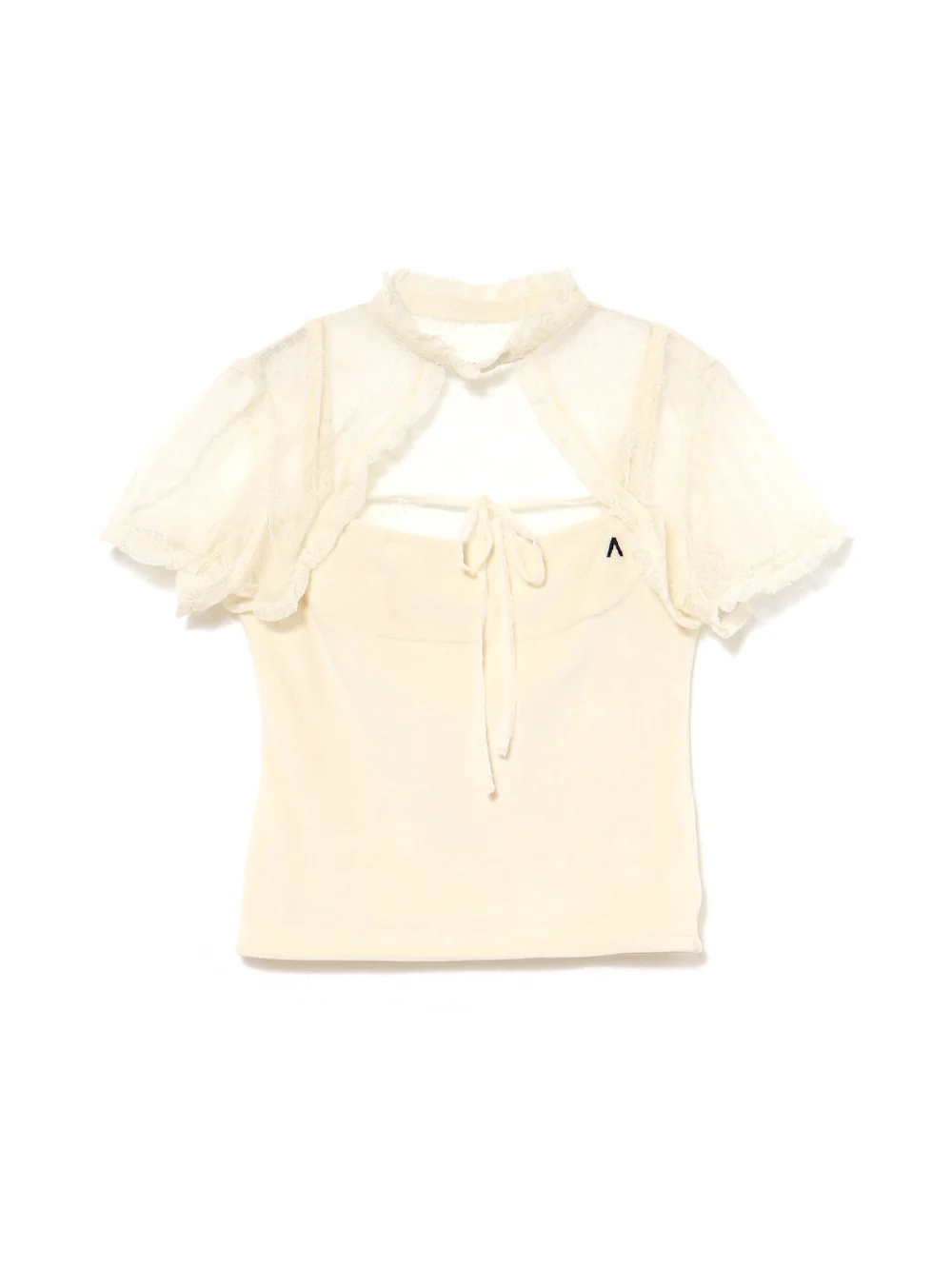 Sweet Spicy Girl Embroidered Lace-Up Short Sleeve T-Shirt with Mesh Splicing - Trendy Summer Style for Women