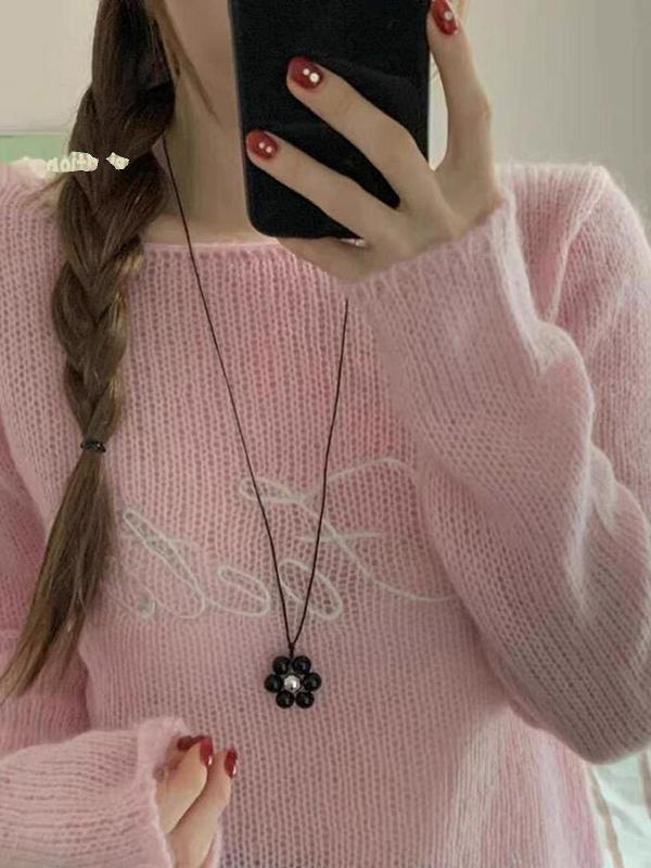 Sweetheart Korean Flower Pendant Necklace, Long Sweater Chain Accessory, Ins Style Jewelry for Girls, Trendy Y2K Fashion Sweetheart Korean Flower Pendant Necklace, Long Sweater Chain Accessory, Ins Style Jewelry for Girls, Trendy Y2K Fashion
